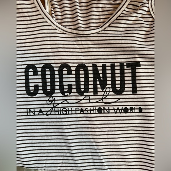 Coconuts Black and White Striped Women's Tank Top - Picture 3 of 3